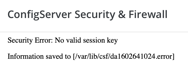 Security Error No valid session key trên CSF DirectAdmin - how to fix