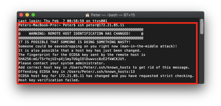 Warning remote host identification has changed как исправить