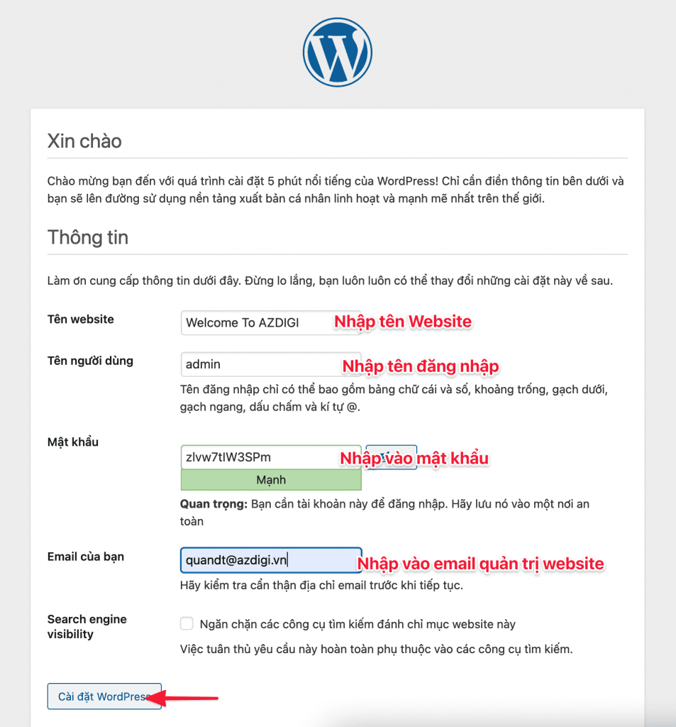 cài đặt WordPress lên Centmin Mod